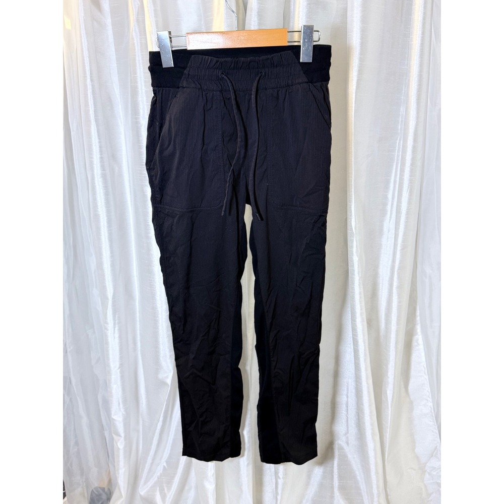 Lululemon Jogger Pants Womens 4‎ Black Excellent Ripstop Pinstripe Drawstring